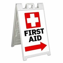 First Aid Right Arrow Signicade 24x36 Aframe Sidewalk Sign Banner Decal Medical - £33.58 GBP+
