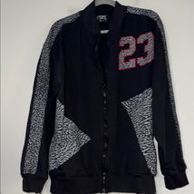 Varsity Jacket Black and Gray with Athletic Ribbed Collar - $11.76