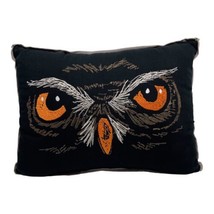 Owl Face Throw Pillow Orange Black Gray Halloween Spooky Fall Autumn Bird - £18.52 GBP