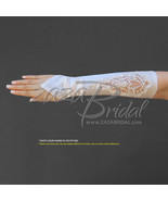Shiny Satin Fingerless Gloves w/ Floral Embrodiery Lace, Sequins &amp; Pearl... - $473.02 MXN
