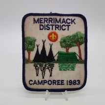 Vintage BSA 1983 Merrimack District Camporee Teepee Tent Lake 3.5&quot;x3&quot; Patch - £10.03 GBP