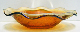Vintage 9-3/4&quot; Carnival Glass MARIGOLD Ruffled/Scalloped Rim Bowl - £23.92 GBP