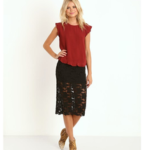 New Free People Lace Pencil Skirt Black $78 X-SMALL Midi - £34.02 GBP