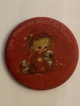 Vintage Hallmark "Love Makes The World Go Round" Cloth Covered Pinback 2.25" - $8.15