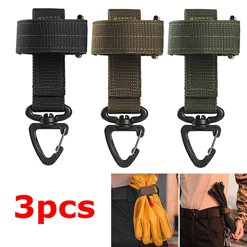 3PCS Gloves Holder Tactical Gear Clip Keychain Multi-purpose Molle Hook Belt - £9.85 GBP
