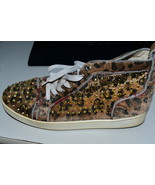 Christian Louboutin Two Tone Leopard Print Calf Hair Louis Spikes Single... - $161.64 CAD