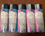Vintage Kittens Lighters Set of 5 Electronic Refillable Butane Pink - $15.79