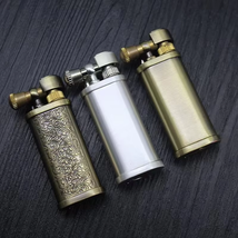 Vintage Flint Kerosene Lighter Retro Metal Grinding Wheel Gasoline Cigar... - $21.99