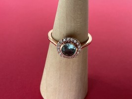 Bomb Party RBP2124 LC Smoky Blue &amp; White Topaz on Rose Gold Size 8 Ring NWT - £19.34 GBP