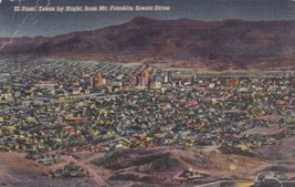 El Paso Texas TX Night from Mt. Franklin Scenic Drive Postcard C09 - £2.23 GBP