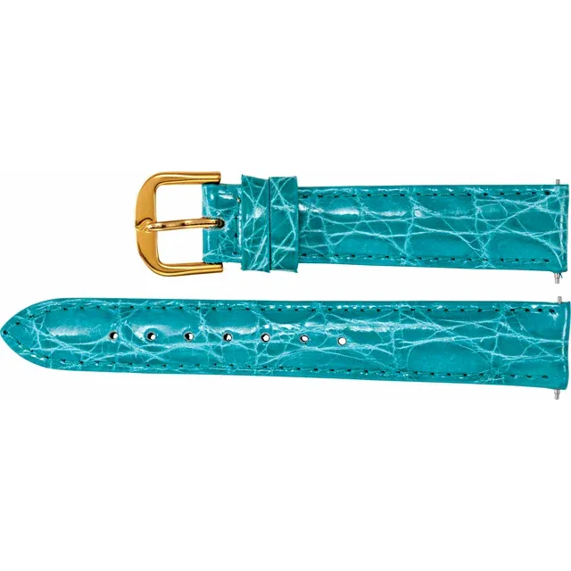 Genuine Crocodile Skin Aqua Ladies Fast Change Watch Band, All Sizes - $79.88