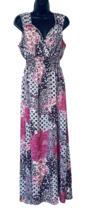 Mushka Empire Waist Maxi Sleeveless Dress Pink Floral Lined Womens Size Medium - £22.45 GBP