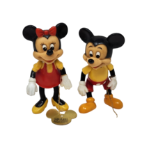5&quot; VINTAGE 1970&#39;s JOINTED WALT DISNEY MICKEY + MINNIE MOUSE FIGURES W/ TAG - $531.22 MXN
