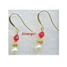 Colorful Imitation Pearl Dangle Earrings, Crystal Lavender Green White B... - $121.90 MXN