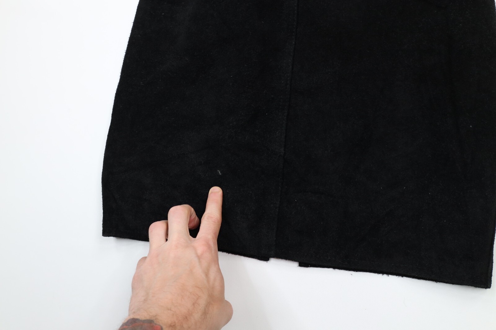 Vintage 90s United Color of Benetton Womens 40 Suede Leather Pencil Skirt Black Item image 10