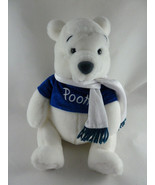 White Winnie The Pooh Christmas Winter Plush 2001 Disney Store Blue shir... - $27.12 CAD