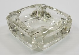 N) Vintage Clear Square Thick Glass Ashtray - Restaurant Bar Style 3-3/4&quot; - £6.19 GBP