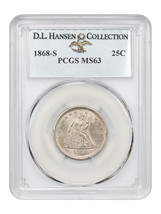 1868-S 25C PCGS MS63 ex: D.L. Hansen - £7,191.68 GBP