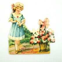 Vintage Valentine Die Cut Stand Up Victorian Girl Germany 1920-30s UNSIGNED - £11.79 GBP