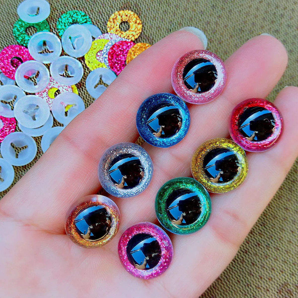 20pcs 3D Plastic Glitter Safety Eyes For Crochet Toys Amigurumi Diy Mix Bulk - £8.15 GBP+