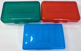 Spacemaker Pencil Box Lot Red Green Blue Frosted 90&#39;s Case II - £14.52 GBP