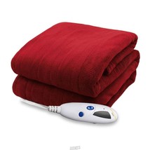 Biddeford Microplush Electric Heated Warming Throw Blanket Claret Red - £32.54 GBP