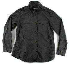Buffalo By David Bitton Womens Military Jacket Sz M Charcoal Zip Button Storm Flp - £10.17 GBP