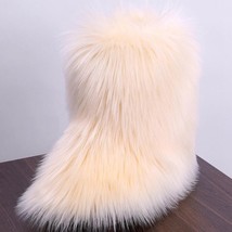 Winter Boots women Real hairy Ostrich Feather furry flats plush ski outdoor eski - £79.83 GBP