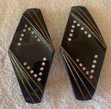 ⭕⭕VTG, 2 x hair clip, bobby pins, retro 80s, black and gold, 9 cm long, ... - $186.58 MXN