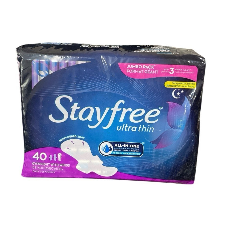 Stayfree Ultra Thin Overnight Pads with Wings, Overnight Absorption - 40... - $29.69