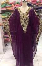WINE Stylish Kaftan Dress Moroccan Dubai New Fancy Long Gown Farasha Abaya Eid - £52.19 GBP