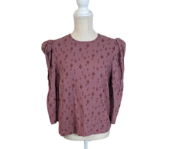 a.n.a Women&#39;s Rose Pink Southwestern Print Puff Shoulder 3/4 Sleeve Top Blouse M - £12.50 GBP