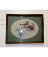 Vtg Whittington Gallery Swimming Ducks Needlepoint Crewelwork Framed - $1,900.71 MXN