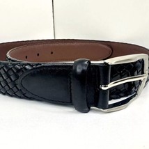 Men’s Roundtree And Yorke Belt Size 34 Genuine Braided Black Leather New - $23.36