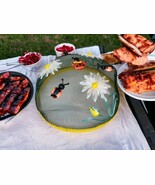 Food Screen Embroidered Flowers Ladybugs Fly Bug Cover Dome Picnic BBQ V... - $590.54 MXN