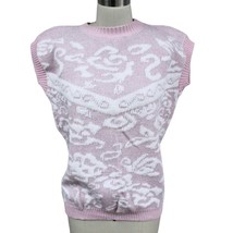 Adele 80s VTG Fairy Kei Sweater Pastel Pink Lurex Silver Retro Sz S Kawaii NWT - £68.24 GBP