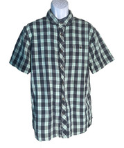 BILLABONG Men&#39;s Short Sleeve Button Down Plaid Shirt Green Black Large - $229.19 MXN
