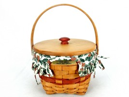 Longaberger Jingle Bells Basket w/Insert &amp; Lid, 8x8, 1994 Christmas Coll... - £38.51 GBP