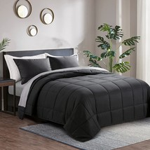 Black Quilted Duvet Insert With 8 Corner Tabs Microfiber Comforter (Oversized - £72.67 GBP