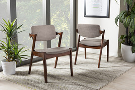 Linwood Dark Walnut Wood Gray Fabric Upholstered Dining Armchair - $5,218.34 MXN