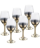 Vikko Decor Gold Ombre Wine Glasses: 14 Ounce Fancy Stemmed 6 Goblets - $910.74 MXN