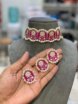 Indian Gold plated Kundan Meenakari Chokar Punjabi Wedding Cheapest Jewelry SetB - £18.07 GBP