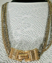 Vintage Necklace Signed CELEBRITY Gold Silver Tone Multistrand Runway St... - £30.79 GBP