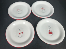 snowman dessert plates chef plates 6&quot; williams sonoma Christmas - $39.59