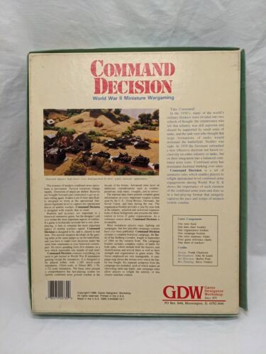 *NO Tokens* GDW Command Decision World War II Miniature Wargaming Board Game - $35.63