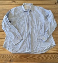 Calvin Klein Men’s Stripe Button down shirt Size 17.5 Blue T10 - £11.56 GBP