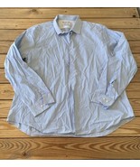Calvin Klein Men’s Stripe Button down shirt Size 17.5 Blue T10 - £11.60 GBP