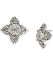 Givenchy Silver-Tone Crystal Flower Button Earrings - £17.58 GBP