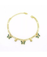 18k Layered real Gold Filled Butterfly Anklet bracelet 10 Inches - $226.45 MXN