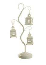 28&quot; Off-White Mission Style Tea Light Candle Holder Tree with 3 Lanterns - £148.67 GBP